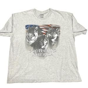 Wolf T Shirt Protecting America Heather Gray Womens 2XL XXL Lifestyle Classics